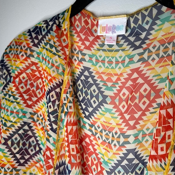 LULAROE Sheer Aztec Colorful Kimono Size Small - Picture 7 of 9